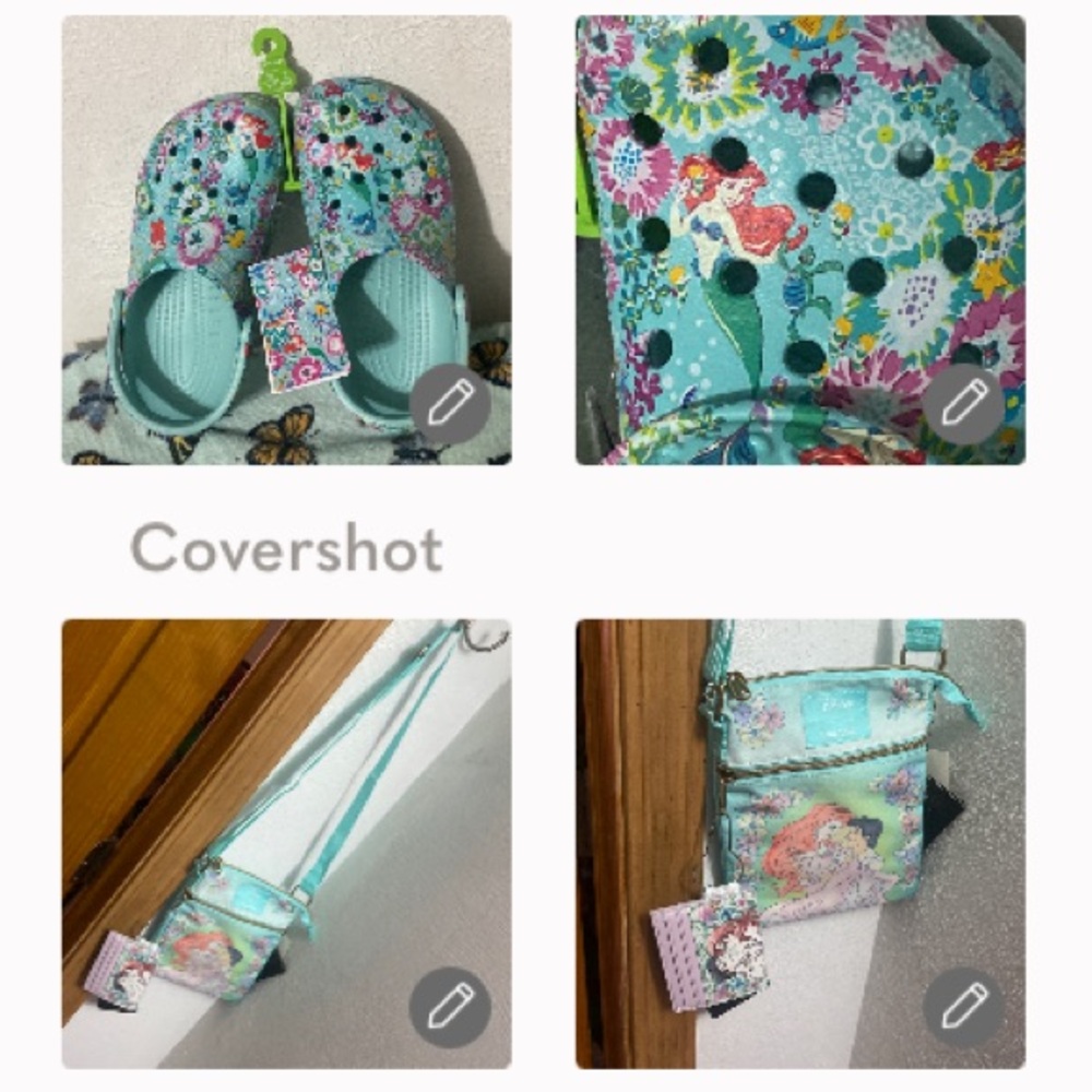CROC Disney Vera Bradley Ariel/flounder 6+Loungefly Disney bag/ID holder